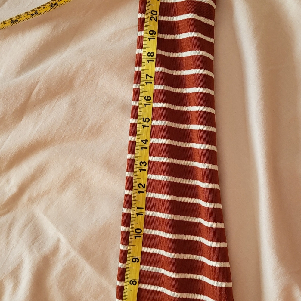 Vintage 1970s Original tags striped cowl casual dress brown white m medium 8 10 - Picture 8 of 9